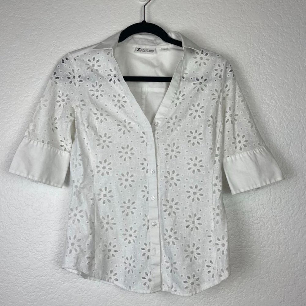 7th Avenue NY & Co Button Up Shirt | Floral Details